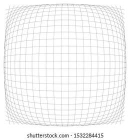 3D convex spherical, globe, orb protrude distortion, deformation on lines grid, mesh. Bulge, bloat, inflate sphere. Bulb, bump or swell effect wire-frame. Dilate intersect lines. Distend warp matrix