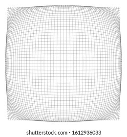 3D convex spherical, globe, orb protrude distortion, deformation on lines grid, mesh. Bulge, bloat, inflate sphere. Bulb, bump or swell effect wire-frame. Dilate intersect lines. Distend warp matrix