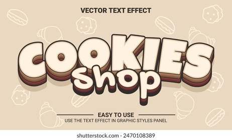 efecto de texto editable de la tienda de cookies 3d