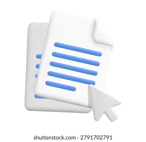 3D copy file icon, representing document duplication and data transfer. This high-quality glossy render features a layered paper design, symbolizing file management, digital backup, and professional office workflows.