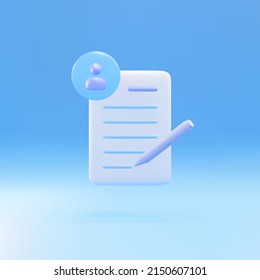 3d Copia de escritura, icono de escritura. Documento y lápiz. Ilustración vectorial.