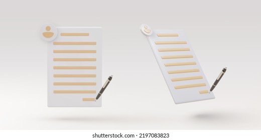 3d Copywriting, writing icon. Document and pens. Vector illustration.