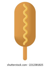 3d corn dog over white