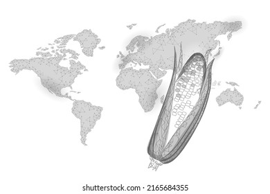 3D corn grain. World food Day hunger awareness. Help charity food help global international refugees vector illustration