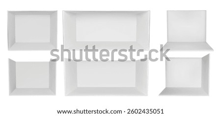 3d corner booth stand room in white design. Tradeshow perspective cube box on background. Showroom interior for presentation. Exhibit section on trade show. Kiosk stage isolated view in vector.