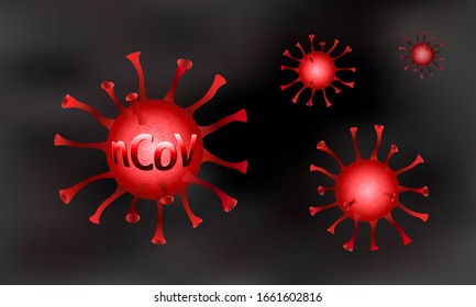 3D coronaviruses on a black background. N-cov 2019