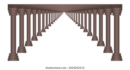 3d Corridor Vector Illustration in Brown Colour. 3d Wooden Colour Vector Illustration Top View. Beautiful Corridor Entrance Vector Graphics Concept Idea Isolated on White Background.