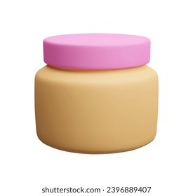 3D cosmetic product bottle without label. Cute cartoon style colorful 3D cream moisturizer, facial mask packaging vector illustration. Skincare spa treatment makeup.