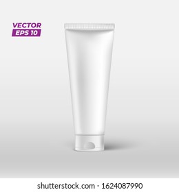 3d cosmetic tube mock up, cosmetic packaging tube isolated on white background. Realistic mock up of package.