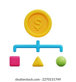 3d cost structure icon vector. Isolated on white background. 3d business model, business and finance concept. Cartoon minimal style. 3d structure icon vector render illustration.