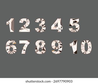 3d conteo de 1 a 10 números conjunto moderno estilo de cristal poligonal Vector de stock
