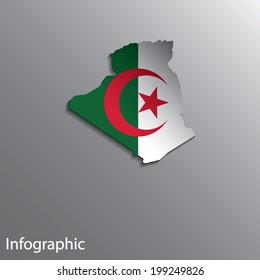 3D Country Map Layout of Algeria in Vector EPS10 Format. Effect of Gradient tool and Blend used in this file.