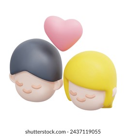 Vector de icono de pareja 3d. Aislado sobre fondo blanco. San Valentín 3d, concepto de amor. Dibujos animados estilo minimalista. 3d mujer con el hombre avatar cara de dibujos animados icono de personaje vector ilustración de render.