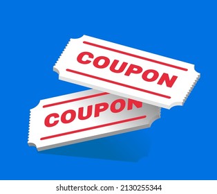 3d Coupon Collection For Discount Illustration Set. Ticket, Voucher, Gift, Paper, Event. Vector Drawing. Hand Drawn Style.