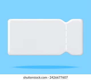 3d Coupon Isolated on Blue. Render White Discount Voucher or Coupon. Blank Ticket Shopping Paper. Promotional Offer Confirmation. Bonus Purchase or Gift Concept. Vector Illustration