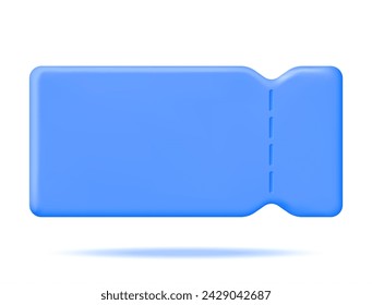 3d Coupon Isolated on White. Render Blue Discount Voucher or Coupon. Blank Ticket Shopping Paper. Promotional Offer Confirmation. Bonus Purchase or Gift Concept. Vector Illustration