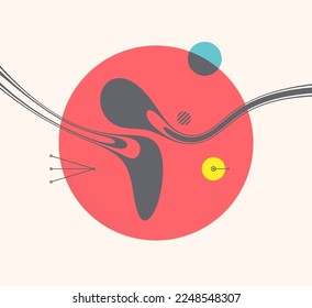 3d cover design template. Abstract melted liquid shape. Psychedelic stripes. Asian vector illustration. Pattern can be used as a template for brochure, magazine, poster, presentation, flyer or banner.