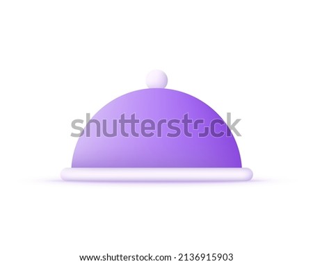 3D Covered tray isolated on white background. Hotel room service. Can be used for many purposes. Trendy and modern vector in 3d style.