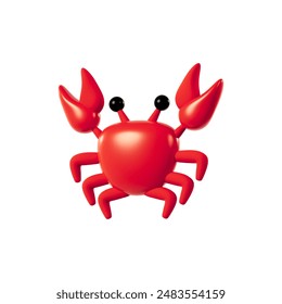 3D crab 3d render icon illustration with white background