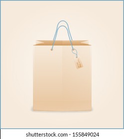 3d craft paper vector shopping bag