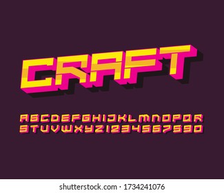 3D Crafted font set in vector format