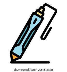 3d crafting pen icon. Outline 3d crafting pen vector icon color flat isolated