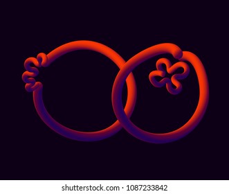 3d cranberry neon tubed logo rounded.  Great for Poster, Sale Banner, Advertising. Isolated on dark blue background.
