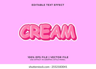 3D Cream editable vector text effect. Cute style text effect