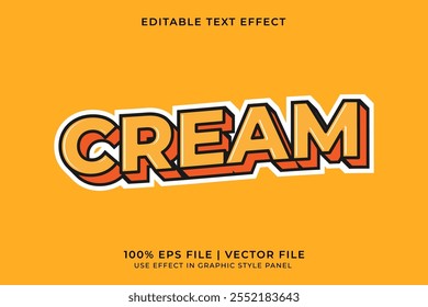 3D Cream editable vector text effect in cartoon style