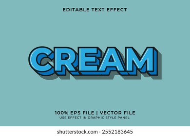 efeito de texto vetorial editável 3D Cream em estilo cartoon