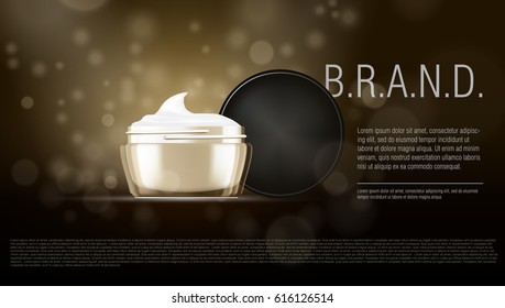 3D Cream Cream Jar With Bokeh Background. EPS10 VEctor