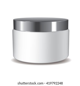 3D cream pot with silver cap full vector