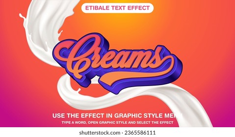 3d creams editable text effect with attractive background