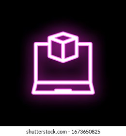 3d create laptop neon icon. Simple thin line, outline vector of mix icons for ui and ux, website or mobile application