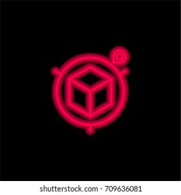 3D Creative Process red glowing neon ui ux icon. Glowing sign logo vector
