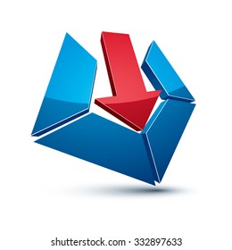 3d creative symbol with arrow aiming at target. Business objective conceptual vector sign.