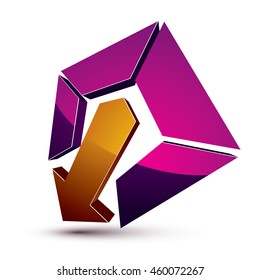 3d creative symbol with arrow aiming at target. Business objective conceptual vector sign.