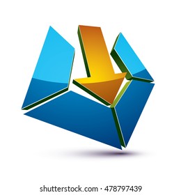 3d creative symbol with arrow aiming at target. Business objective conceptual vector sign.