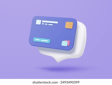 3D credit card financial security for online shopping, financial transactions, online payment credit card with payment protection concept. 3d business finance vector icon render illustrator