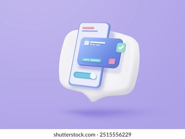 3D credit card financial security for online shopping, financial transactions, online payment credit card with payment protection concept. 3d business finance vector icon render illustrator