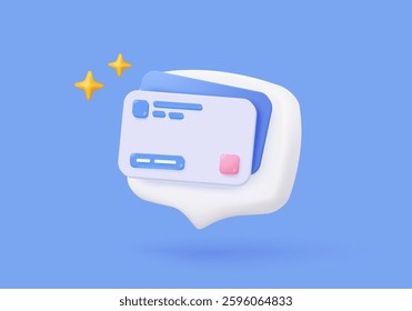 3D credit card financial security for online shopping, financial transactions, online payment credit card with payment protection concept. 3d business finance vector icon render illustrator