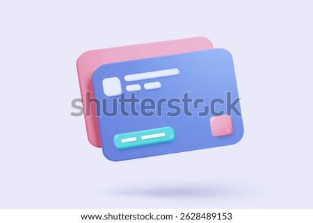 3D credit card financial security for online shopping, financial transactions, online payment credit card with payment protection concept. 3d business finance vector icon render illustrator