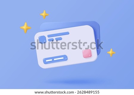 3D credit card financial security for online shopping, financial transactions, online payment credit card with payment protection concept. 3d business finance vector icon render illustrator