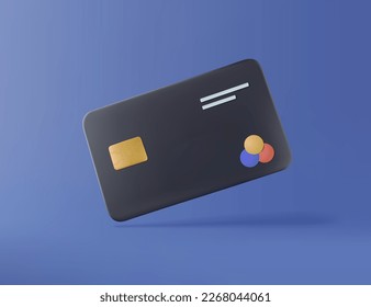 3D credit card icon mockup. Credit card money financial security for online shopping, online payment credit card 3d with payment protection concept. 3d render vector business finance, online banking