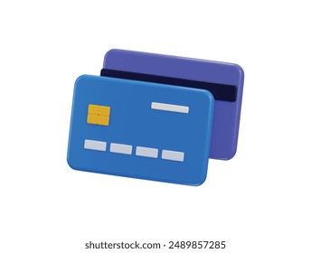 3D credit card icon on send financial payment for online shopping, online payment credit card icon on online bank icon 3d render