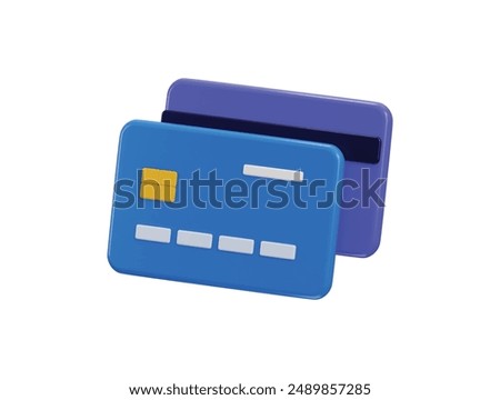 3D credit card icon on send financial payment for online shopping, online payment credit card icon on online bank icon 3d render