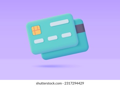 3d credit card icon. Online payment. Cashless society for shopping. 3D illustration.