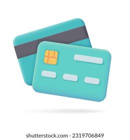 3d credit card icon. Online payment. Cashless society for shopping. 3D illustration.