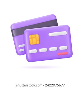 3D credit card. Card with magnetic stripe. For online payments to receive a cashback discount. 3D vector Illustration.