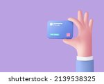 3D credit card money financial security for online shopping, online payment credit card with payment protection concept. 3d render for business finance, online shopping for with card in hand concept
